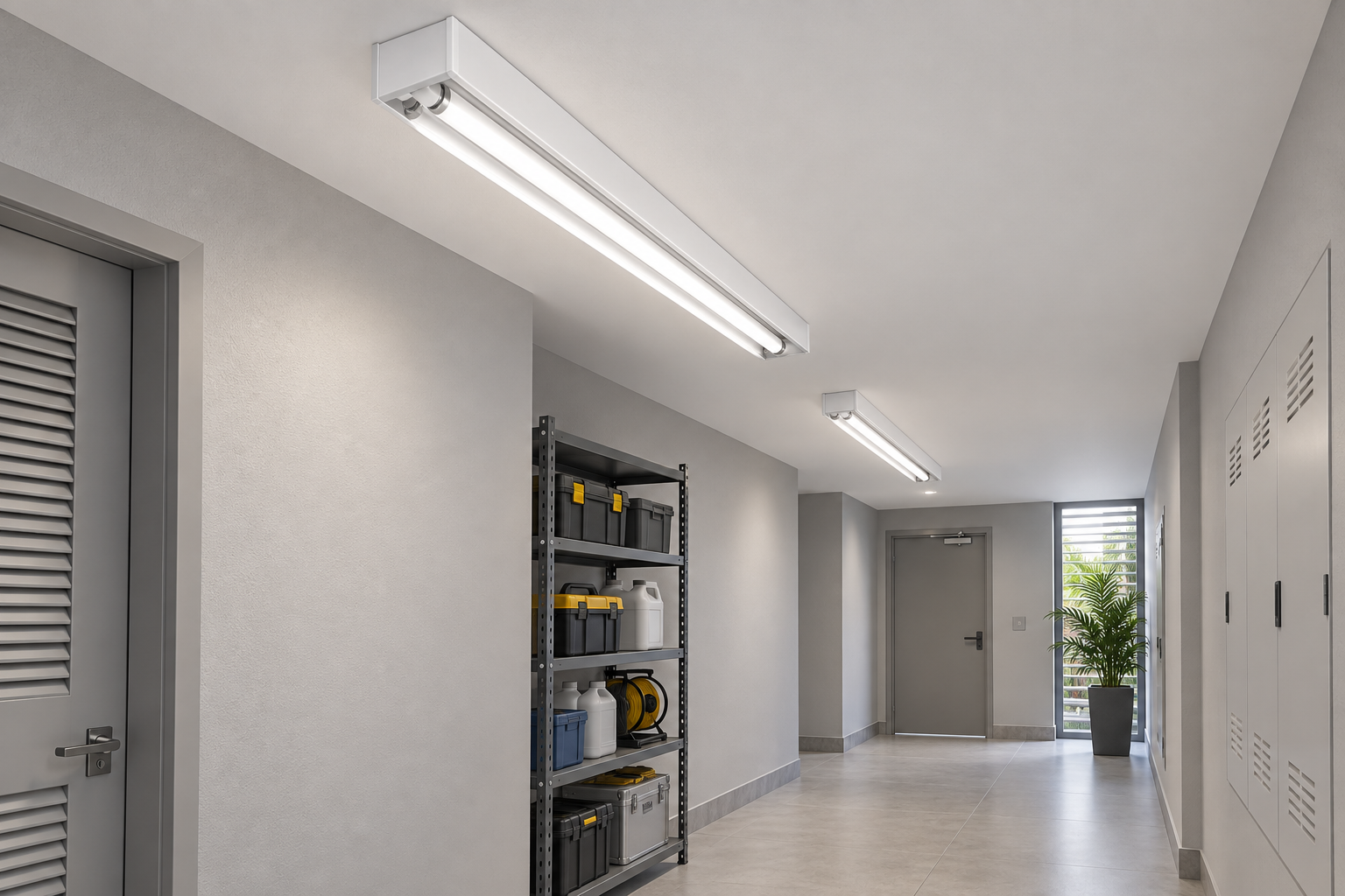 Luminária tubular de sobrepor FL 601 — Aplicação em ambiente