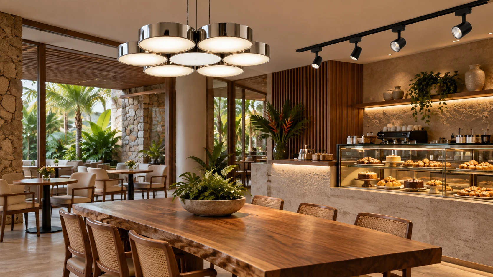 Café do resort com PD 035 · ST 028 — imagem ilustrativa criada com IA