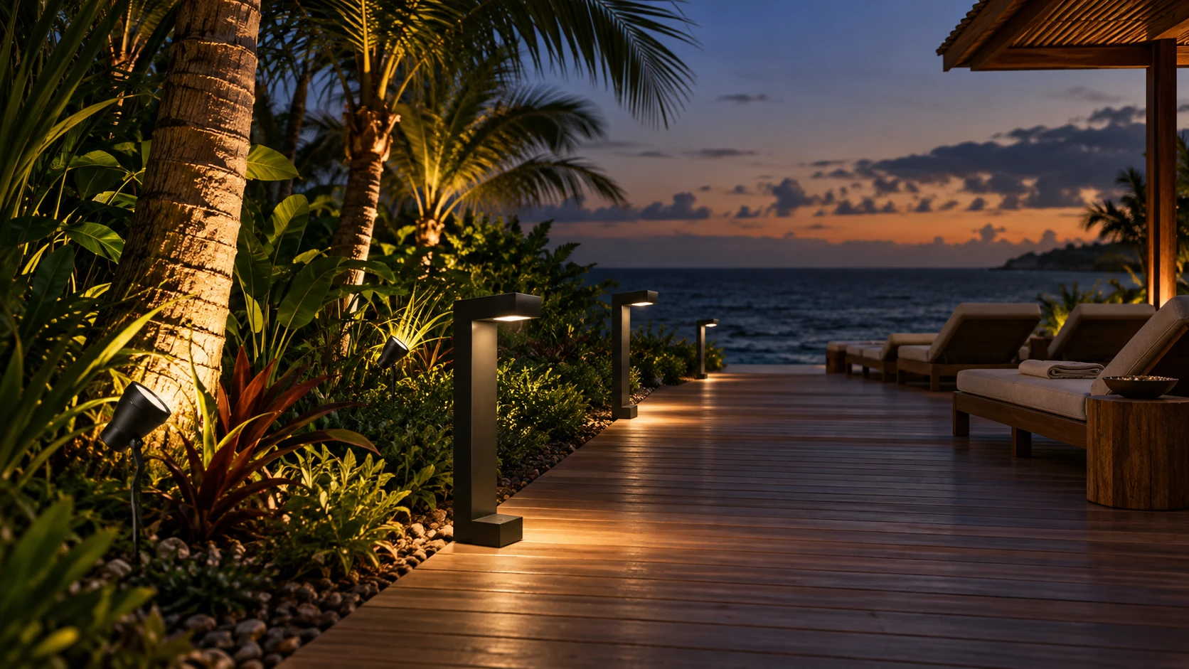 Deck e beira-mar com BL 356 · PJ 165 — imagem ilustrativa criada com IA
