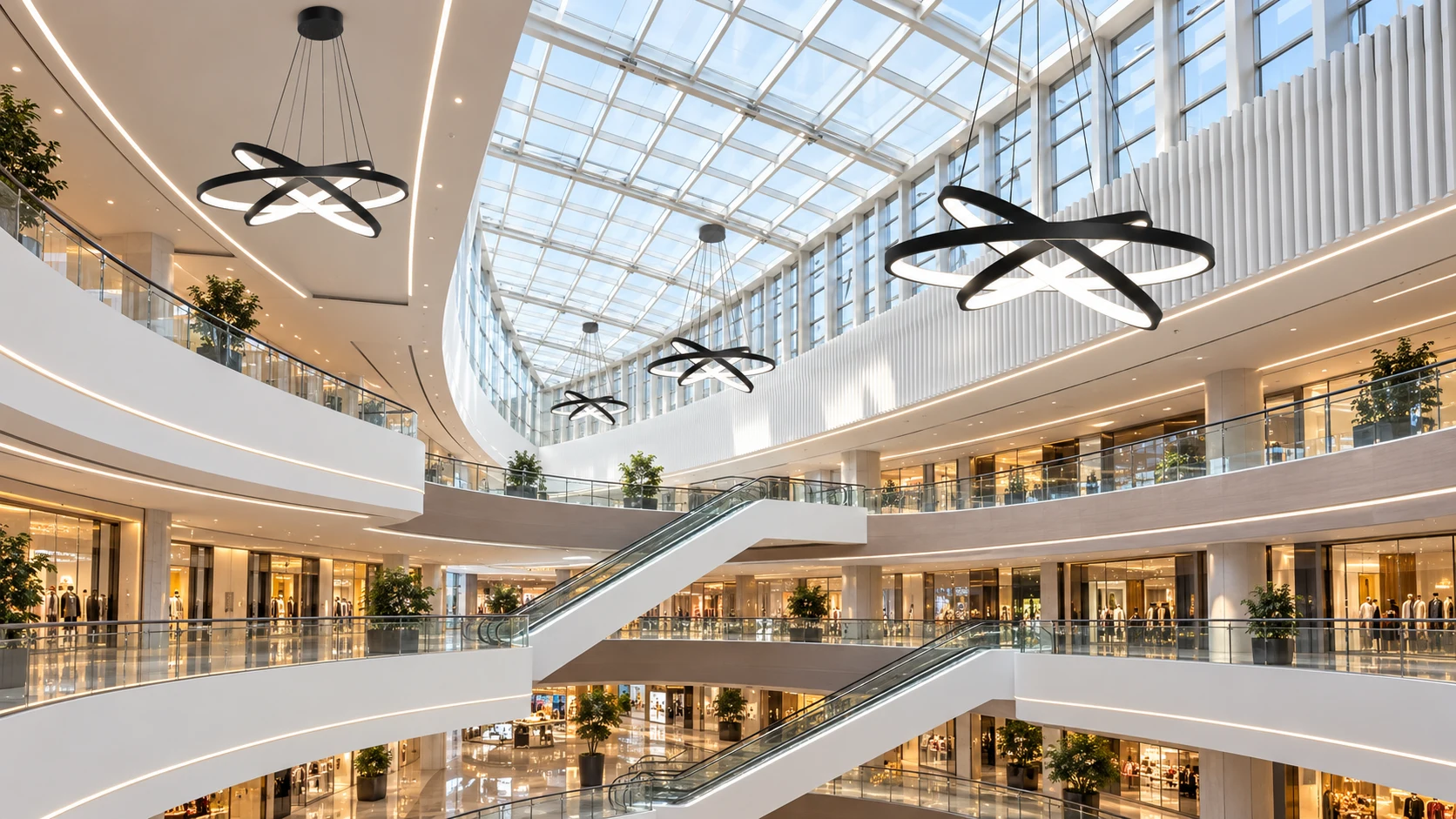 Shoppings e complexos comerciais — imagem ilustrativa criada com IA